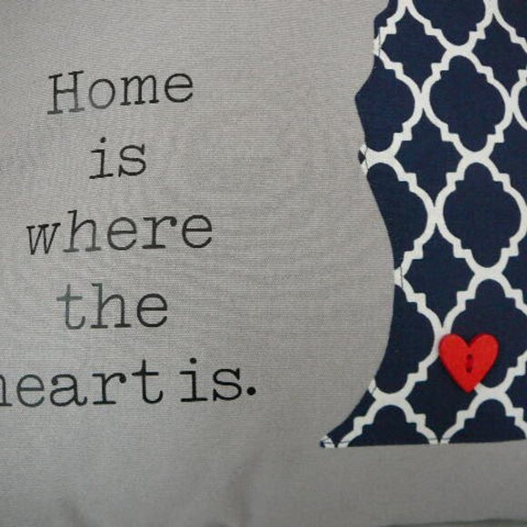 Home Sweet Michigan Mitten Throw Pillow With Location-Home Is Where The Heart Is - Picture 3 of 7